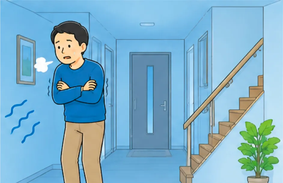 暖房をつけても足元だけ寒く感じている様子